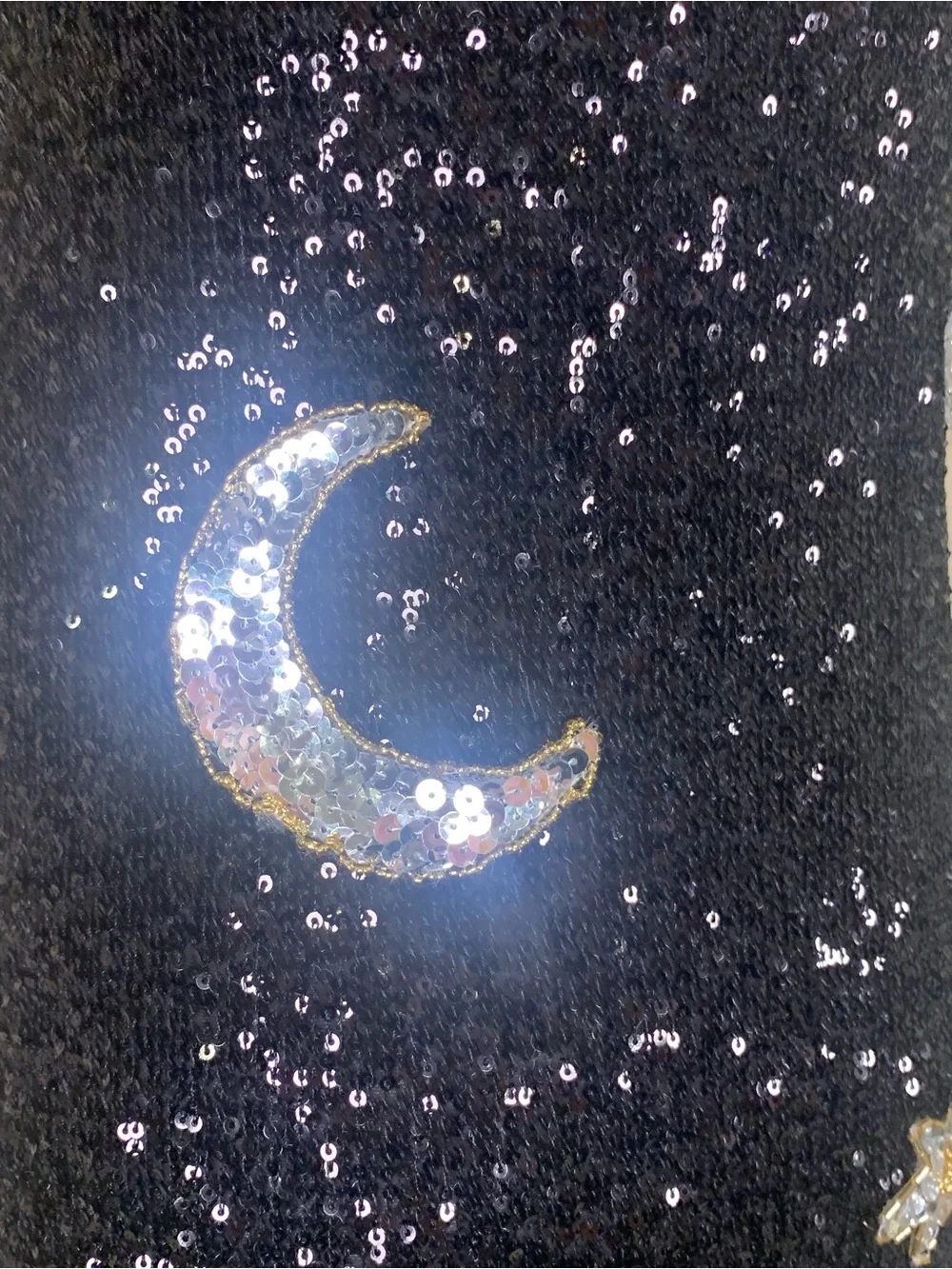 EastnWest Sequin Star Mini Dress Celestial Moon Black Size S - Picture 5 of 10